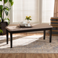 Baxton Studio RH037-Sand/Dark Brown-Dining Bench Teresa Modern and Contemporary Transitional Sand Fabric Upholstered and Dark Brown Finished Wood Dining Bench